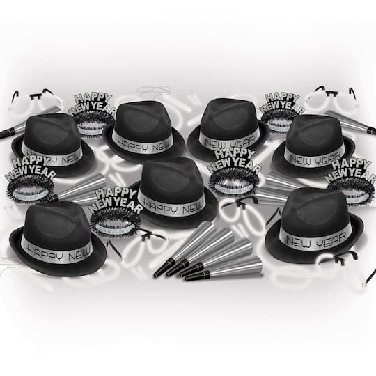 Beistle Black & Silver New Year Glow Accessory Kit